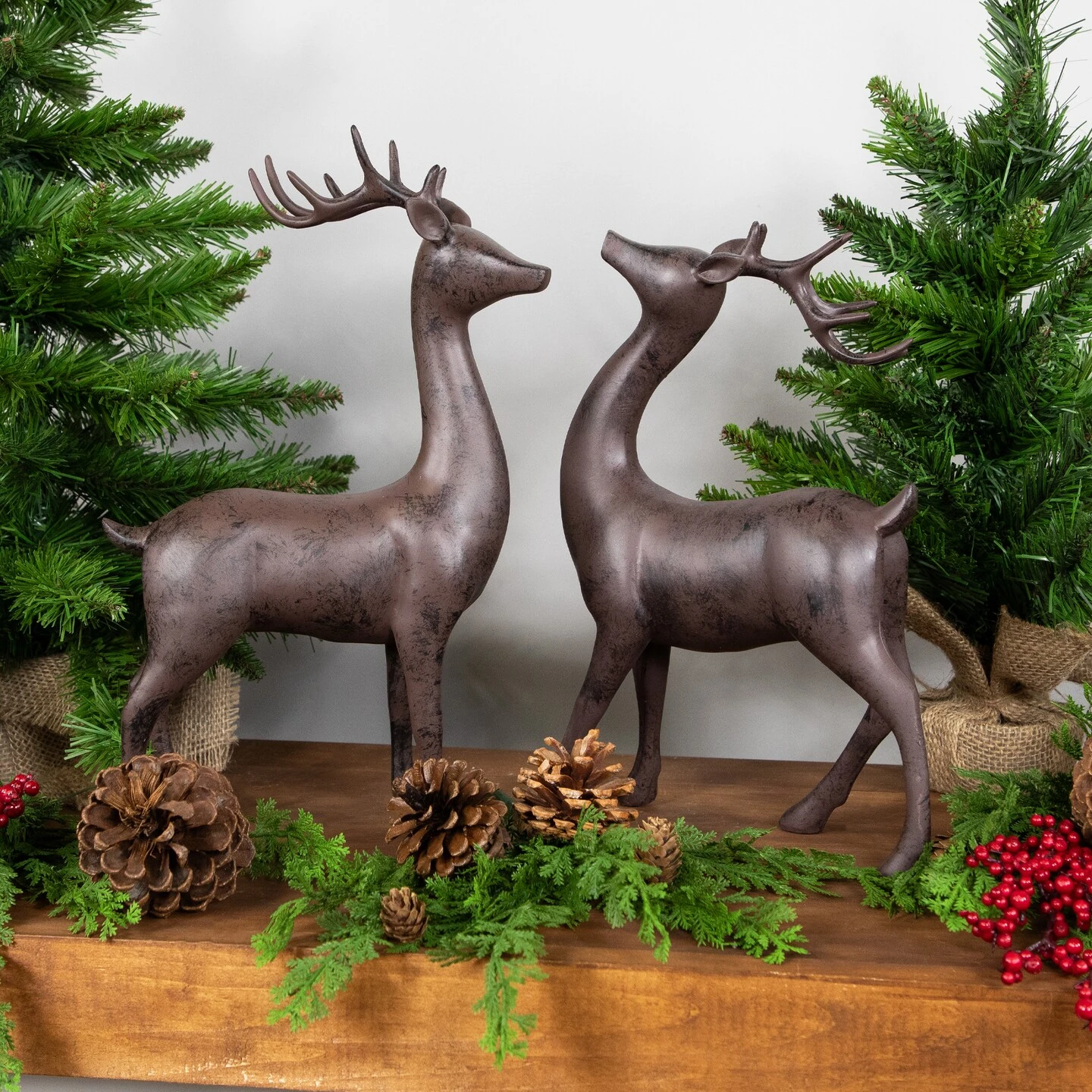 Northlight Standing Deer Christmas Decorations - 14" - Brown - Set Of 2 6 Northlight Standing Deer Christmas Decorations - 14" - Brown - Set Of 2 - Image 4