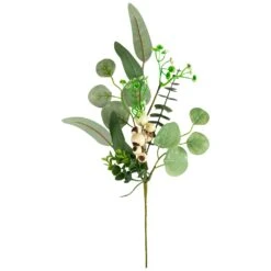 Northlight 19" Eucalyptus Leaf And White Berry Floral Spring Pick Green -Northlight 34733826280496