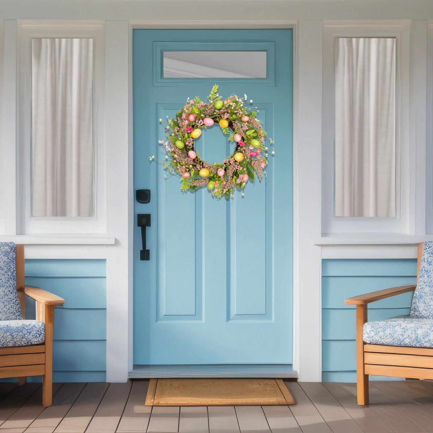 Northlight Glittered Eggs, Hibiscus And Berries Artificial Easter Twig Wreath - 20" - Pink And Green 6 Northlight Glittered Eggs, Hibiscus And Berries Artificial Easter Twig Wreath - 20" - Pink And Green - Image 4