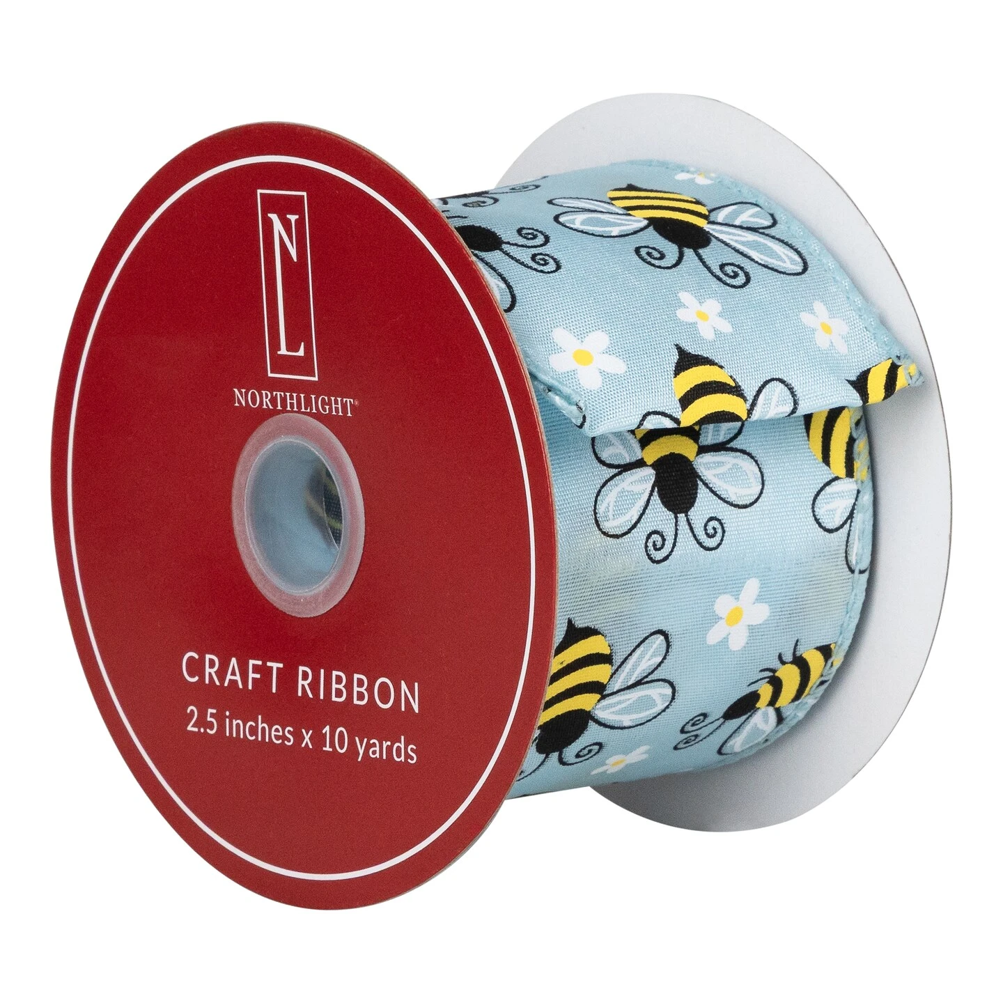 Northlight Bumblebee Design Wired Spring Craft Ribbon - 2.5" X 10 Yards - Blue 8 Northlight Bumblebee Design Wired Spring Craft Ribbon - 2.5" X 10 Yards - Blue - Image 6