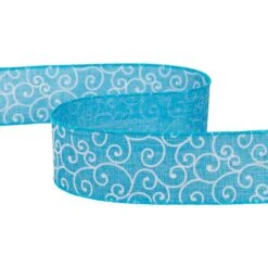 Northlight Swirl Wired Spring Craft Ribbon - 2.5" X 10 Yards - Blue And White -Northlight 348818512379696