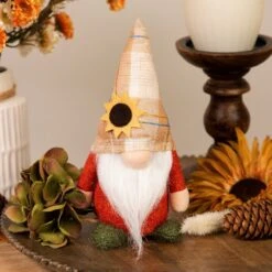 Northlight 13 Northlight Fall Harvest Gnome With Sunflower Hat Decoration - 7.5" Orange