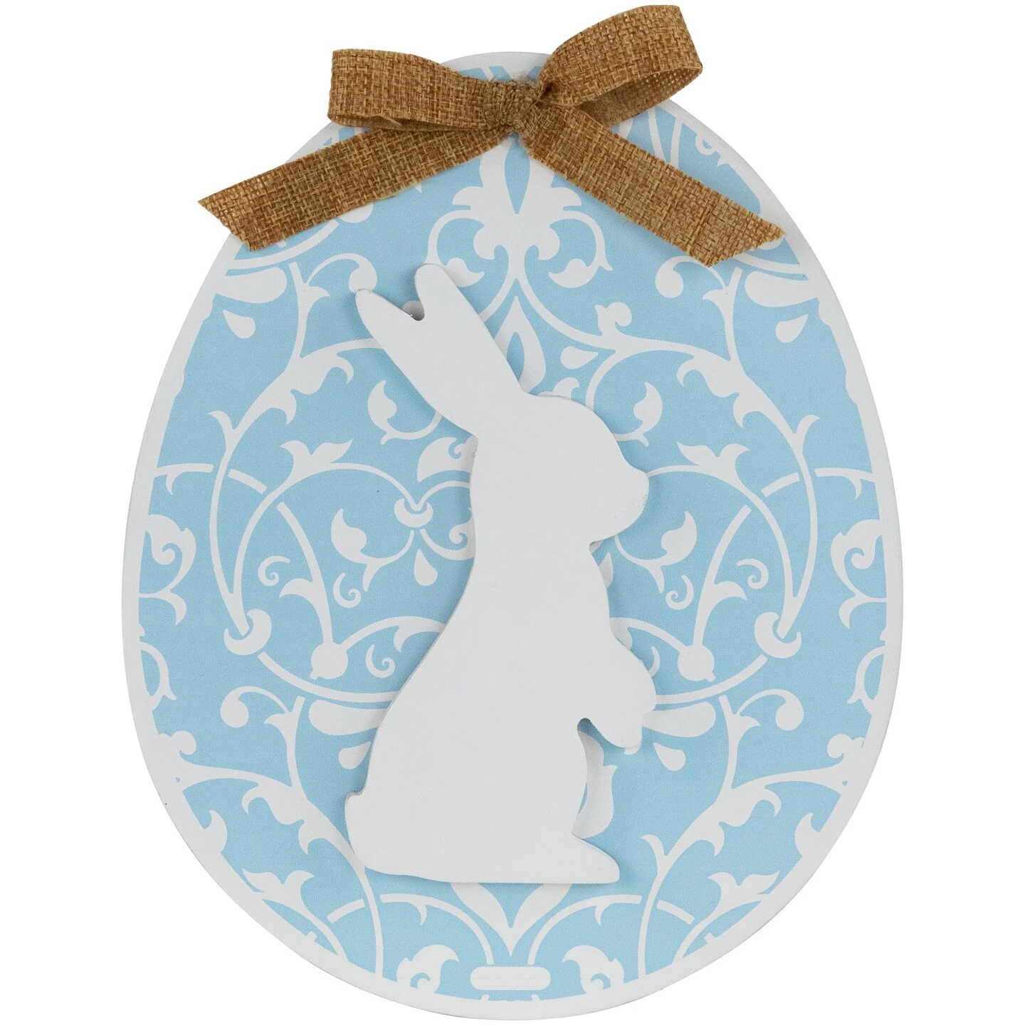 Northlight Easter Egg With Bunny And Burlap Bow Wooden Wall Decoration - 9.5" - Blue 4 Northlight Easter Egg With Bunny And Burlap Bow Wooden Wall Decoration - 9.5" - Blue - Image 2