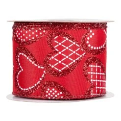 Northlight Hearts Valentine's Day Glittered Wired Craft Ribbon - 2.5" X 10 Yards - Red And White 13 Northlight Hearts Valentine's Day Glittered Wired Craft Ribbon - 2.5" X 10 Yards - Red And White -Northlight 362994473930928