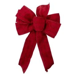 Northlight Glittered Poinsettia 6-Loop Christmas Bow Decoration - 9" X 14" - Red