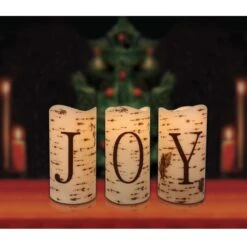 Northlight Set Of 3 Battery Operated JOY Christmas LED Flame-Less Candles 6" White 10 Northlight Set Of 3 Battery Operated JOY Christmas LED Flame-Less Candles 6" White -Northlight 363453144752800