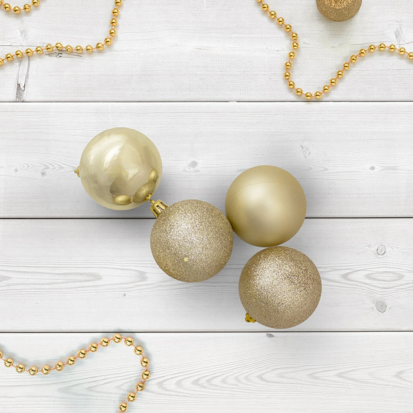 Northlight Shatterproof 4-Finish Christmas Ball Ornaments 3.25" (80mm) - Champagne Gold - 32ct 5 Northlight Shatterproof 4-Finish Christmas Ball Ornaments 3.25" (80mm) - Champagne Gold - 32ct - Image 3