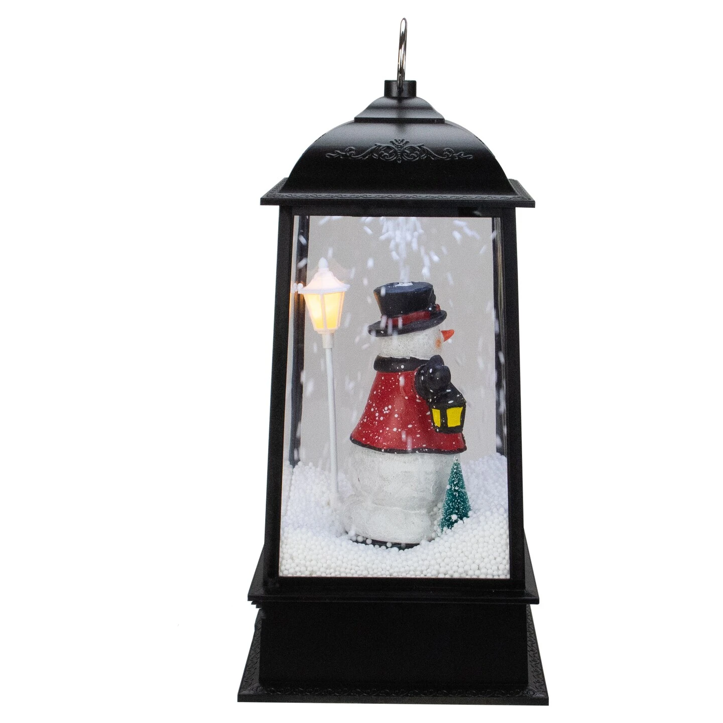 Northlight Lighted Snowman Christmas Lantern With Falling Snow - 13" - Black 5 Northlight Lighted Snowman Christmas Lantern With Falling Snow - 13" - Black - Image 3