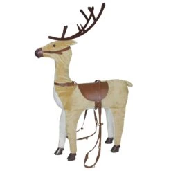 Northlight 40 Plush Standing Reindeer Christmas Decoration With Saddle And Jingle Bells Brown -Northlight 363453633389216