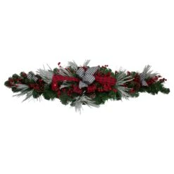 Northlight 52" Houndstooth Bows And Berries Artificial Christmas Swag, Unlit Green 8 Northlight 52" Houndstooth Bows And Berries Artificial Christmas Swag, Unlit Green -Northlight 363453643350688 1