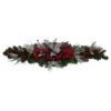 Northlight 52" Houndstooth Bows And Berries Artificial Christmas Swag, Unlit Green