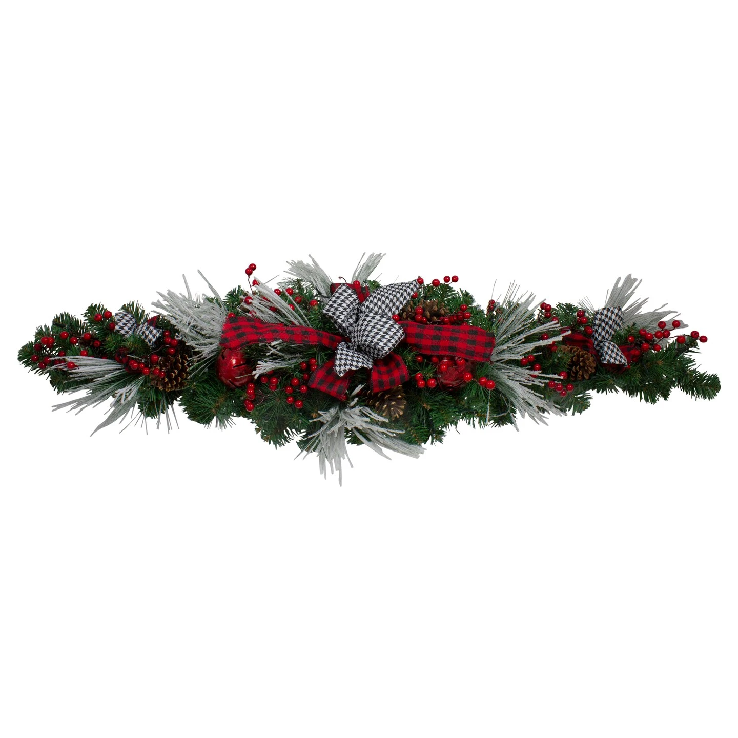 Northlight 52" Houndstooth Bows And Berries Artificial Christmas Swag, Unlit Green 7 Northlight 52" Houndstooth Bows And Berries Artificial Christmas Swag, Unlit Green - Image 5