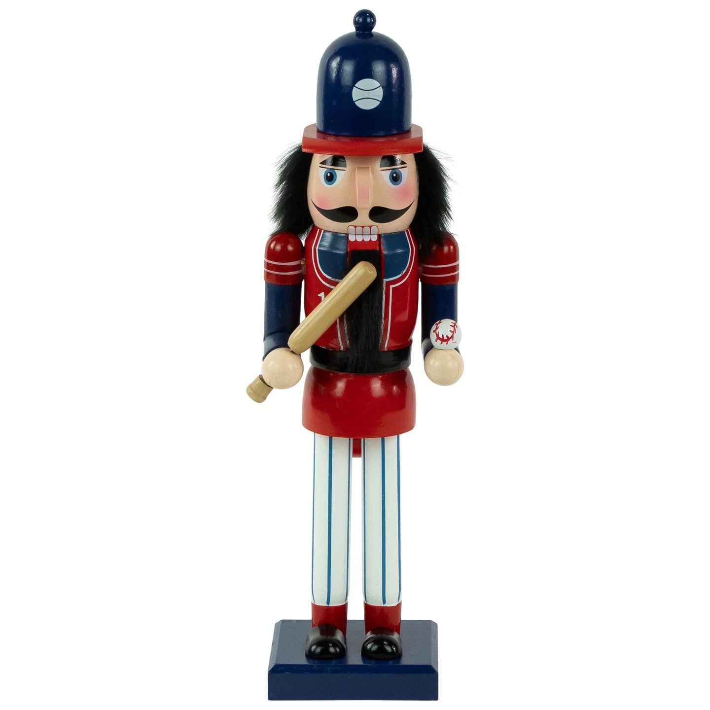 Northlight 14" Red And Blue Wooden Christmas Nutcracker Baseball Player 4 Northlight 14" Red And Blue Wooden Christmas Nutcracker Baseball Player - Image 2
