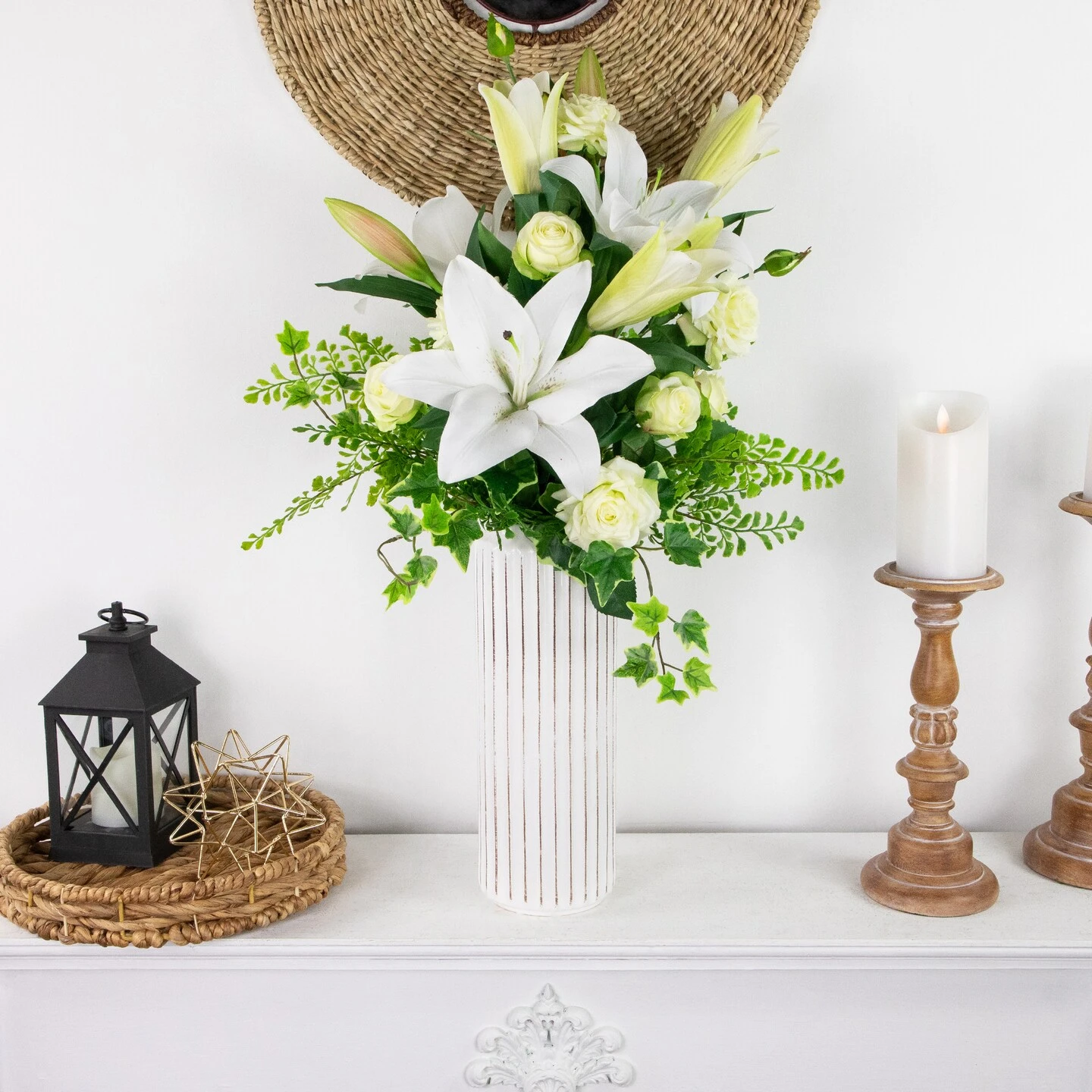 Northlight Real Touch™ White Artificial Rose Floral Sprays, Set Of 6 -35" 5 Northlight Real Touch™ White Artificial Rose Floral Sprays, Set Of 6 -35" - Image 3