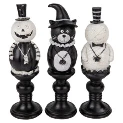 Northlight Pumpkin, Cat And Ghost Halloween Candlestick Decorations - 8.25" - Set Of 3 Black 11 Northlight Pumpkin, Cat And Ghost Halloween Candlestick Decorations - 8.25" - Set Of 3 Black -Northlight 363454022935200
