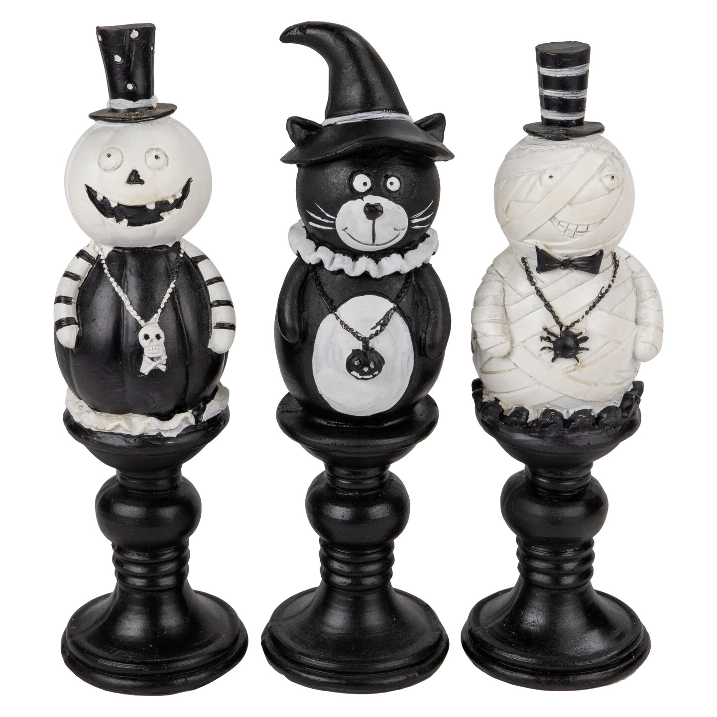 Northlight Pumpkin, Cat And Ghost Halloween Candlestick Decorations - 8.25" - Set Of 3 Black 5 Northlight Pumpkin, Cat And Ghost Halloween Candlestick Decorations - 8.25" - Set Of 3 Black - Image 3