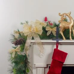 Northlight Glitter Striped 2-Loop Christmas Bow Decorations - 5.5" - Gold - Pack Of 6 10 Northlight Glitter Striped 2-Loop Christmas Bow Decorations - 5.5" - Gold - Pack Of 6 -Northlight 363454121501344