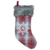Northlight 18-Inch Red And White Plaid Faux Fur Christmas Stocking With Snowflake 2 Northlight 18-Inch Red And White Plaid Faux Fur Christmas Stocking With Snowflake -Northlight 363454465434272