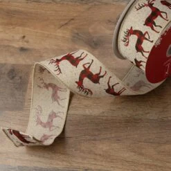 Northlight Beige And Red Plaid Buffalo With Reindeer Christmas Wired Craft Ribbon 2.5" X 16 Yards 9 Northlight Beige And Red Plaid Buffalo With Reindeer Christmas Wired Craft Ribbon 2.5" X 16 Yards -Northlight 363454561903264