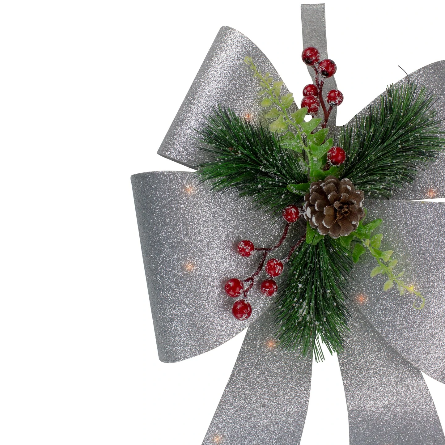 Northlight 19" LED Lighted Sliver Tinsel Bow Christmas Decoration Silver 5 Northlight 19" LED Lighted Sliver Tinsel Bow Christmas Decoration Silver - Image 3