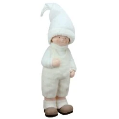 Northlight Winter Boy With Tall Hat Christmas Figure - 19" - White And Beige