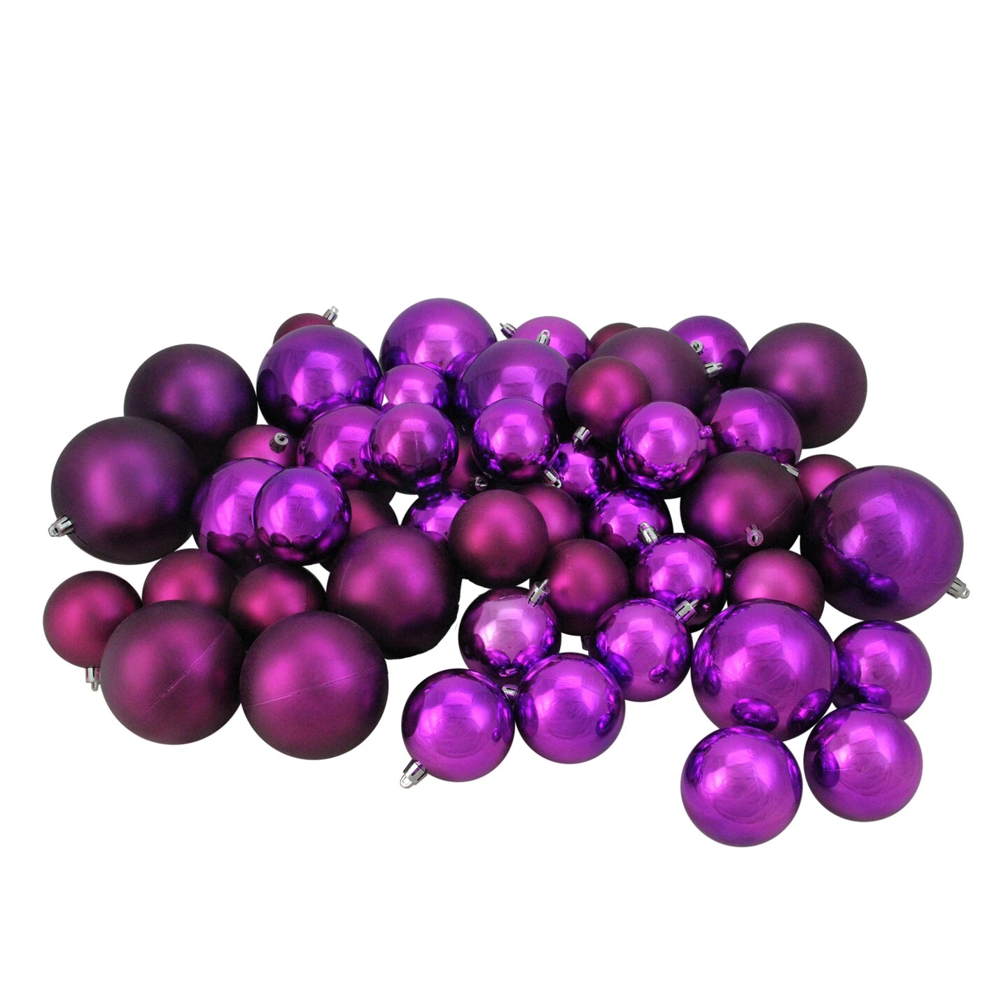 Northlight Shatterproof 2-Finish Christmas Ball Ornaments - 2.25" To 4" (100mm) - Purple - 50ct 3 Northlight Shatterproof 2-Finish Christmas Ball Ornaments - 2.25" To 4" (100mm) - Purple - 50ct