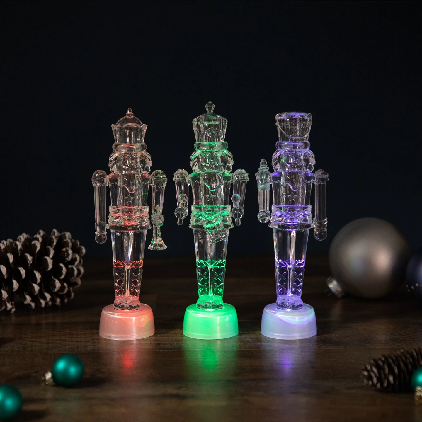 Northlight LED Lighted Icy Crystal Nutcracker Christmas Figures - 7.5" - Multicolor Lights -Set Of 3 Clear 5 Northlight LED Lighted Icy Crystal Nutcracker Christmas Figures - 7.5" - Multicolor Lights -Set Of 3 Clear - Image 3