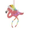 Northlight 7.5" Pink Plush Flamingo With Rainbow Santa Hat Christmas Ornament