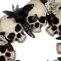 Northlight Skulls And Chains With Roses Halloween Wreath - 15" - Unlit Gray -Northlight 363455155397280