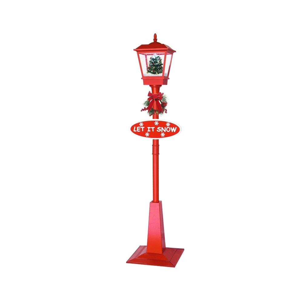 Northlight Musical Holiday Street Lamp With Christmas Tree Lantern - 70.75"- Red 6 Northlight Musical Holiday Street Lamp With Christmas Tree Lantern - 70.75"- Red - Image 4