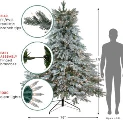 Northlight Real Touch™️ Pre-Lit Full Flocked Jasper Balsam Fir Artificial Christmas Tree - 7.5' - Clear Lights Green 14 Northlight Real Touch™️ Pre-Lit Full Flocked Jasper Balsam Fir Artificial Christmas Tree - 7.5' - Clear Lights Green -Northlight 368605541449440