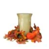 Northlight 16" Artificial Orange Fall Flowers And Pumpkins Pillar Candle Holder -Northlight 368605865294816