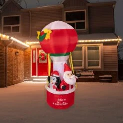 Northlight Lighted Inflatable Feliz Navidad Hot Air Balloon Outdoor Christmas Decoration - 7' Red -Northlight 368606911361504
