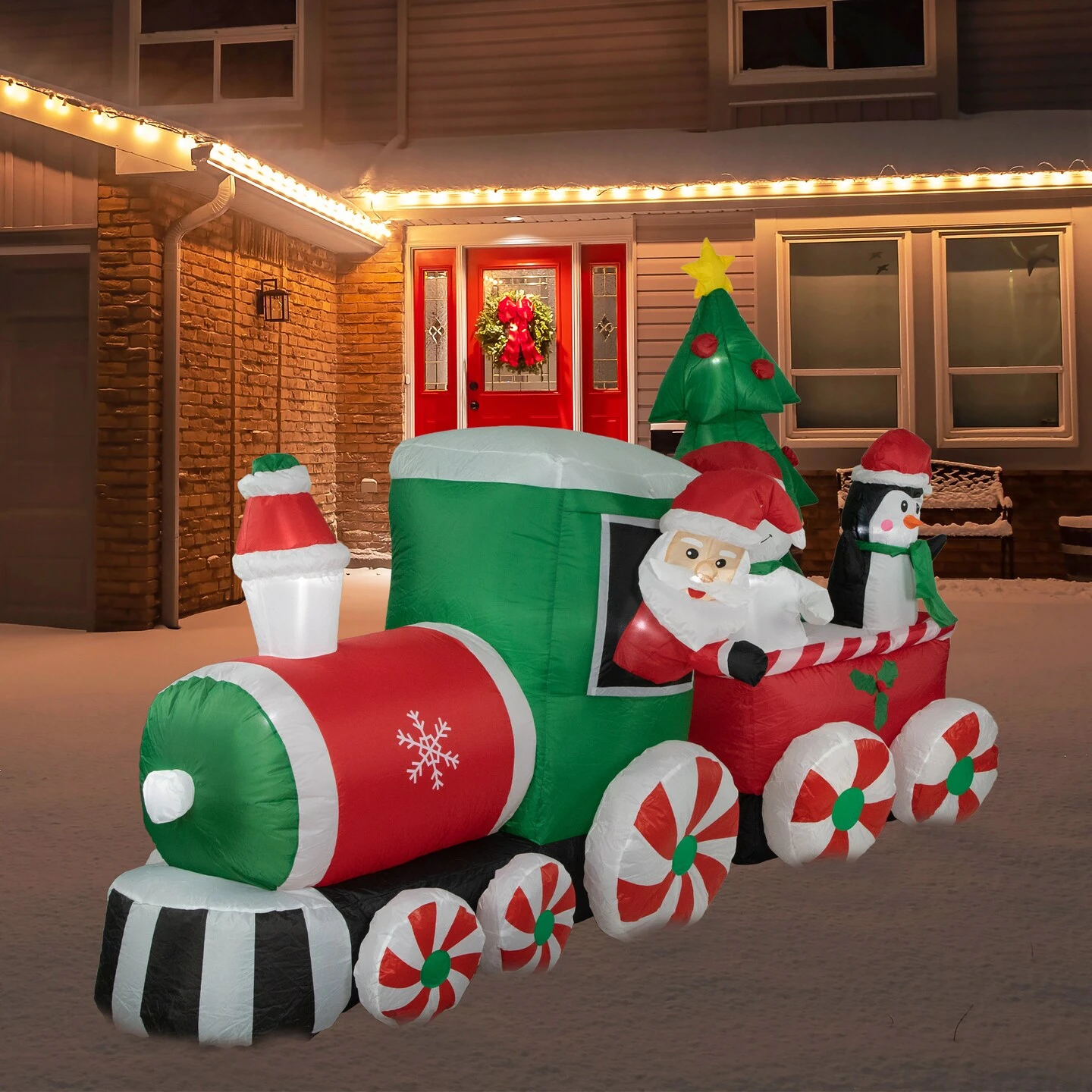 Northlight 8' Inflatable Train With Santa And Friends Outdoor Christmas Decoration Red 5 Northlight 8' Inflatable Train With Santa And Friends Outdoor Christmas Decoration Red - Image 3