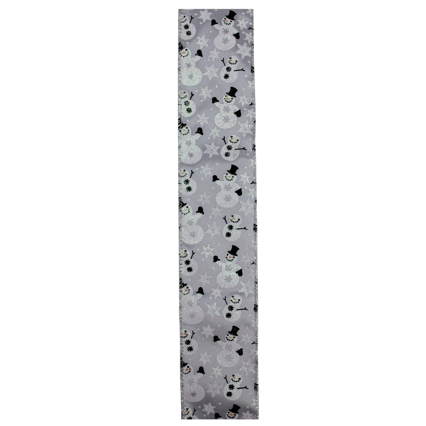 Northlight Pack Of 12 Shiny Silver Snowmen And Snowflakes Wired Christmas Craft Ribbon 2.5" X 120 Yards 5 Northlight Pack Of 12 Shiny Silver Snowmen And Snowflakes Wired Christmas Craft Ribbon 2.5" X 120 Yards - Image 3