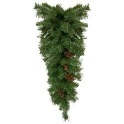 Northlight Black River Pine Artificial Christmas Teardrop Swag With Pine Cones - 30" - Unlit Green -Northlight 380291662078624 2