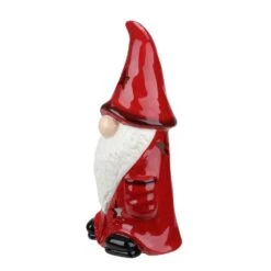Northlight Ceramic Christmas Star Gnome Tealight Candle Holder - 9.75" - Red -Northlight 380291840336544