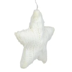 Northlight Plush Cable Knitted Star Hanging Christmas Ornament - 4" - Cream White Ivory -Northlight 380291997622944