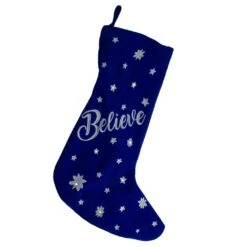 Northlight 18" LED Blue Stocking "Believe" With White Snowflakes -Northlight 380292259766944 2