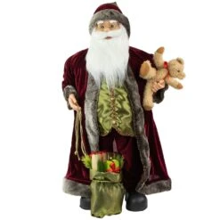 Northlight 32" Burgundy Santa Claus With Teddy Bear And Gift Bag Christmas Figure Red 13 Northlight 32" Burgundy Santa Claus With Teddy Bear And Gift Bag Christmas Figure Red -Northlight 380292461617824 2