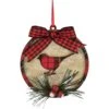 Northlight Plaid Cardinal Disc Christmas Ornament - 4" - Red And Black -Northlight 380292536591008