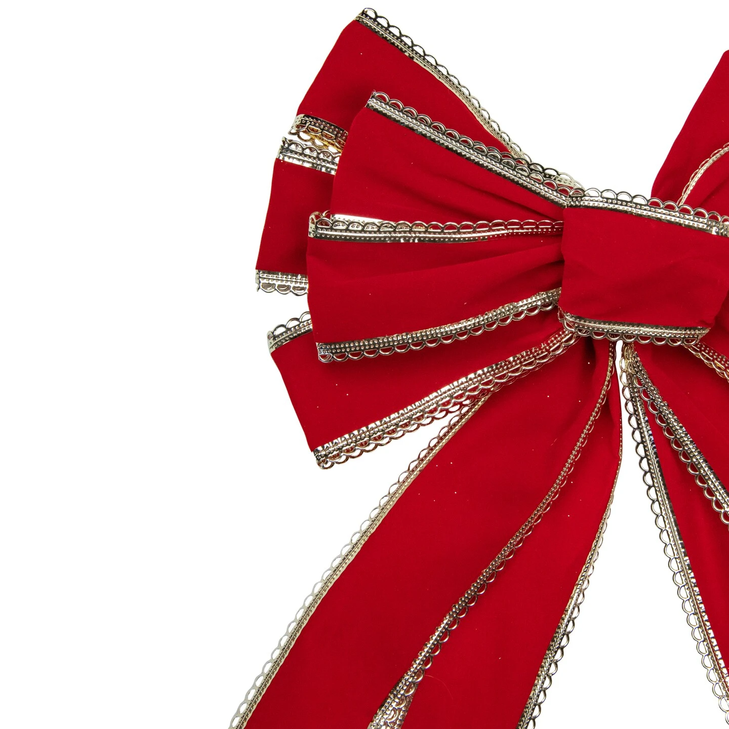 Northlight Velvet 10-Loop Christmas Bow Decoration - 12" X 25" - Red And Gold 5 Northlight Velvet 10-Loop Christmas Bow Decoration - 12" X 25" - Red And Gold - Image 3