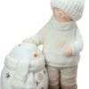 Northlight Snowman With Standing Boy Christmas Tealight Candle Holder - 17.25" - White -Northlight 380292718518944