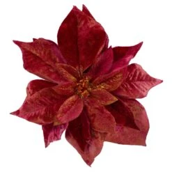 Northlight Artificial Poinsettia Christmas Floral Pick Clip-On Ornament - 9" - Red 9 Northlight Artificial Poinsettia Christmas Floral Pick Clip-On Ornament - 9" - Red -Northlight 380292799402656 2