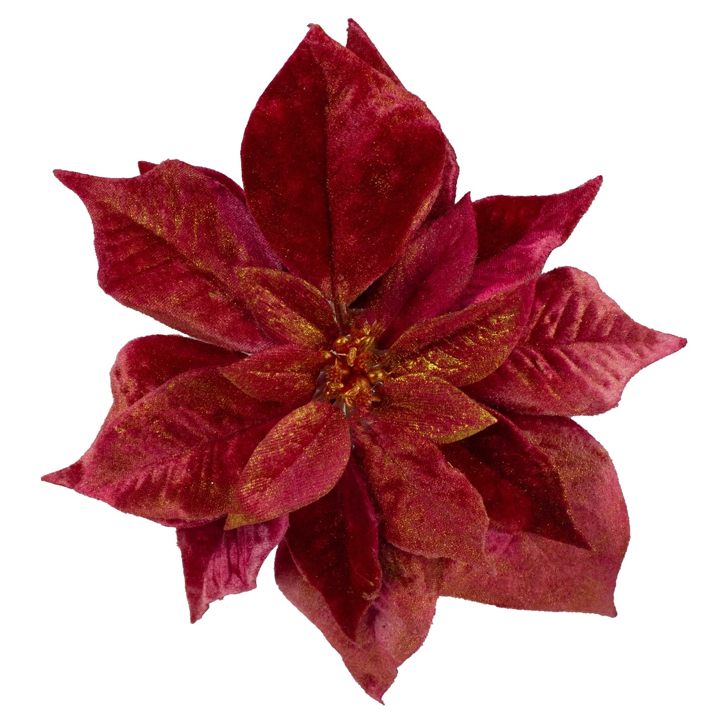 Northlight Artificial Poinsettia Christmas Floral Pick Clip-On Ornament - 9" - Red 6 Northlight Artificial Poinsettia Christmas Floral Pick Clip-On Ornament - 9" - Red - Image 4