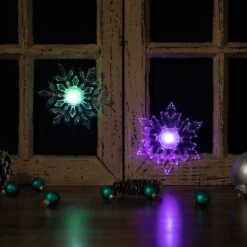 Northlight LED Lighted Icy Crystal Snowflake Christmas Window Decorations - 5.5" - Set Of 2 Clear