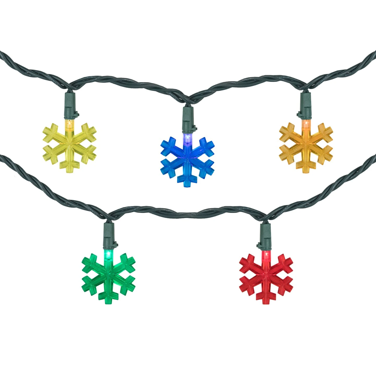 Northlight LED Snowflake Shaped Christmas Light Set - MultiColor - 4' Green Wire - 10ct 5 Northlight LED Snowflake Shaped Christmas Light Set - MultiColor - 4' Green Wire - 10ct - Image 3