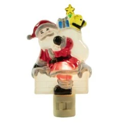 Northlight Santa In Chimney Frosted Christmas Night Light - 6.25" Red