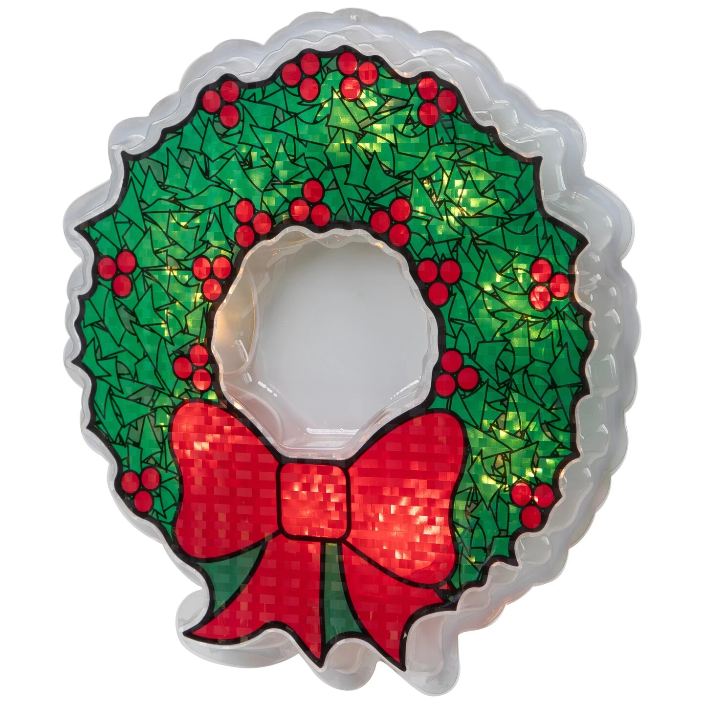 Northlight Lighted Wreath Window Silhouette Christmas Decoration - 11" - Clear Lights Green 8 Northlight Lighted Wreath Window Silhouette Christmas Decoration - 11" - Clear Lights Green - Image 6