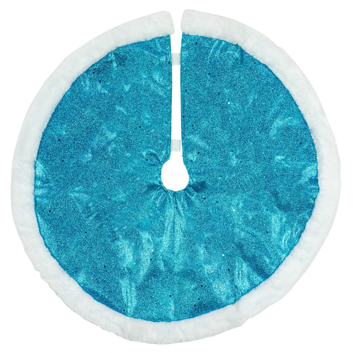 Northlight 20" Blue Glittered Mini Christmas Tree Skirt With Fur Trim 5 Northlight 20" Blue Glittered Mini Christmas Tree Skirt With Fur Trim - Image 3